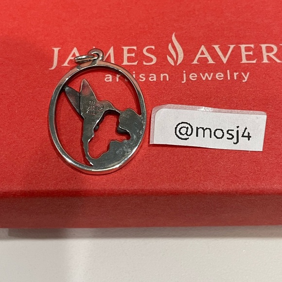 Retired James Avery Hummingbird with Flower 🌺 Oval Pendant - Picture 3 of 3